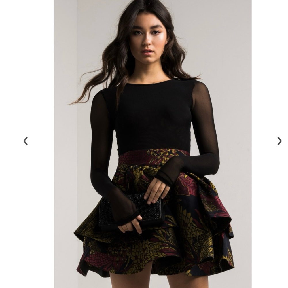 AKIRA Red and Gold Bubble Mini Dress